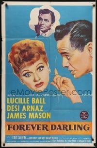 3y333 FOREVER DARLING 1sh 1956 art of James Mason, Desi Arnaz & Lucille Ball, I Love Lucy!