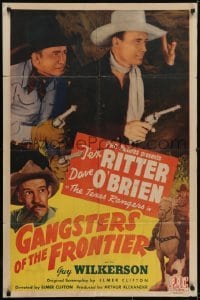3y347 GANGSTERS OF THE FRONTIER 1sh 1944 western cowboys Tex Ritter, Guy Wilkerson holding guns!