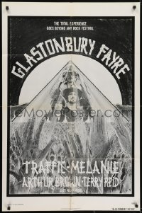 3y359 GLASTONBURY FAYRE 1sh 1975 the total experience, goes beyond any festival, rock 'n' roll!