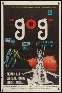3y362 GOG 1sh 1954 sci-fi, wacky Frankenstein of steel robot destroys its makers!