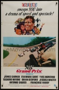 3y366 GRAND PRIX style B Cinerama 1sh 1967 F1 race car driver James Garner, art by Howard Terpning!