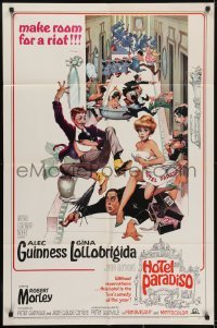 3y395 HOTEL PARADISO 1sh 1966 wacky Frank Frazetta art of Alec Guinness & sexy Gina Lollobrigida!
