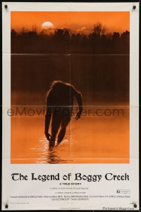 3y484 LEGEND OF BOGGY CREEK 1sh 1973 great Ralph McQuarrie art of swamp monster!