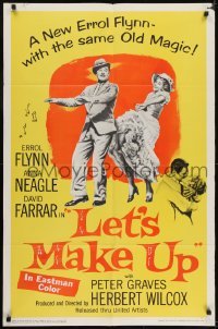 3y490 LET'S MAKE UP 1sh 1956 great image of Errol Flynn dancing with Anna Neagle!