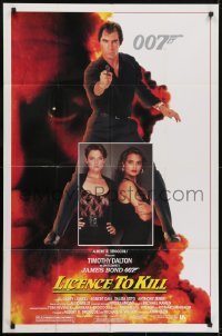 3y491 LICENCE TO KILL 1sh 1989 Timothy Dalton as James Bond, sexy Carey Lowell & Talisa Soto!