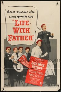 3y494 LIFE WITH FATHER 1sh 1947 cool art of William Powell & Irene Dunne!