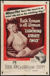 3y495 LIGHTNING STRIKES TWICE 1sh 1951 sexy smoking bad girl Ruth Roman is all woman!