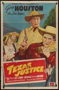 3y504 LONE RIDER IN TEXAS JUSTICE 1sh 1942 western action art of cowboy George Houston!