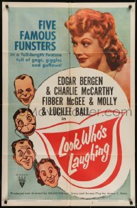 3y510 LOOK WHO'S LAUGHING style A 1sh R1952 Fibber McGee & Molly, Edgar & Charlie, Lucille Ball!