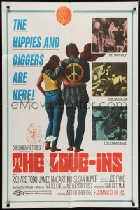3y518 LOVE-INS 1sh 1967 Richard Todd, James MacArthur, hippies & diggers, sex & drugs, white style!