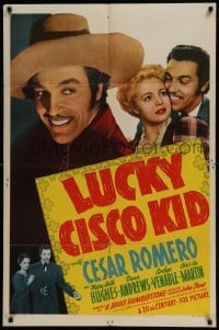 3y520 LUCKY CISCO KID 1sh 1940 Cesar Romero as O' Henry's western hero, Mary Beth Hughes!