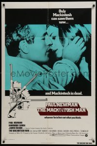 3y525 MACKINTOSH MAN 1sh 1973 best art of Paul Newman & Sanda in gun, John Huston!