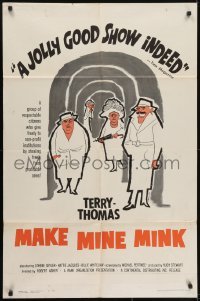 3y532 MAKE MINE MINK 1sh 1961 sexy artwork of Terry-Thomas stealing woman's clothes!