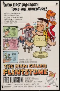 3y536 MAN CALLED FLINTSTONE 1sh 1966 Hanna-Barbera, Fred, Barney, Wilma & Betty, spy spoof!