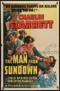 3y539 MAN FROM SUNDOWN 1sh 1939 Charles Starrett and Rangers thrive on killers - bring them on!
