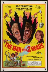 3y544 MAN WITH TWO HEADS 1sh 1972 William Mishkin horror, shudder in the house of degradation!