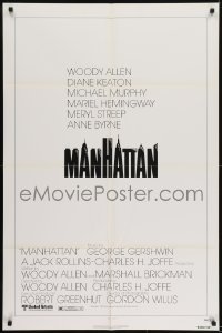 3y545 MANHATTAN 1sh 1979 Woody Allen & Diane Keaton, New York City title design by Burt Kleeger!