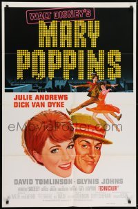 3y550 MARY POPPINS style A int'l 1sh R1980 Julie Andrews & Dick Van Dyke in Disney's classic!