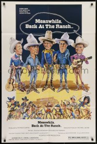 3y553 MEANWHILE BACK AT THE RANCH 1sh 1977 great Williams art of John Wayne, Roy Rogers & others!