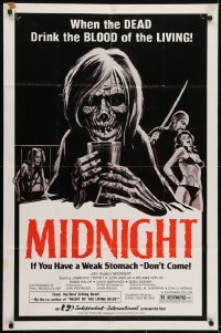 3y560 MIDNIGHT 1sh 1982 John Russo, students take a strange detour to the land of the living dead!