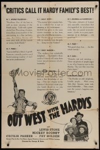 3y645 OUT WEST WITH THE HARDYS reviews 1sh 1938 cowboy Mickey Rooney as Andy Hardy, Lewis Stone