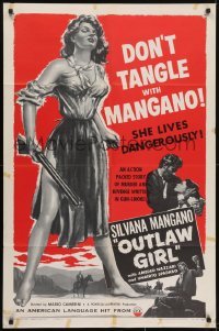 3y648 OUTLAW GIRL 1sh 1955 full-length art of sexy Silvana Mangano, she lives dangerously!