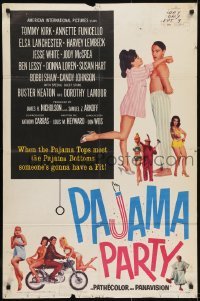 3y654 PAJAMA PARTY 1sh 1964 Annette Funicello in sexy lingerie, Tommy Kirk, Buster Keaton!