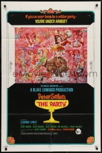 3y657 PARTY style B 1sh 1968 Peter Sellers, Blake Edwards, great art by Jack Davis!