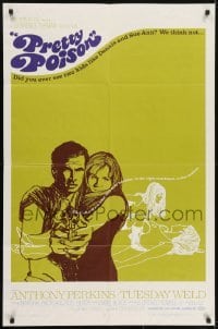 3y682 PRETTY POISON style A 1sh 1968 psycho Anthony Perkins & crazy Tuesday Weld!