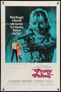 3y683 PRETTY POISON style B 1sh 1968 psycho Anthony Perkins & crazy Tuesday Weld!