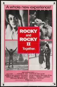 3y725 ROCKY/ROCKY II 1sh 1980 Sylvester Stallone, Carl Weathers boxing classic double-bill!