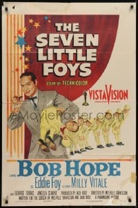 3y758 SEVEN LITTLE FOYS 1sh 1955 Bob Hope performing on stage with his seven kids in wacky outfits!