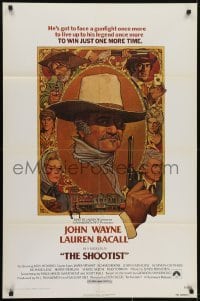 3y768 SHOOTIST 1sh 1976 best Richard Amsel artwork of cowboy John Wayne & cast!