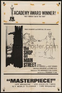 3y769 SHOP ON MAIN STREET 1sh 1965 Obchod Na Korze, Czech, cool artwork!