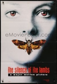 3y772 SILENCE OF THE LAMBS style A teaser DS 1sh 1990 image of Jodie Foster with moth over mouth!