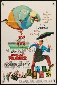 3y791 SON OF FLUBBER style B 1sh 1963 Walt Disney, art of absent-minded professor Fred MacMurray!