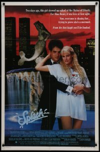 3y799 SPLASH 1sh 1984 Tom Hanks loves mermaid Daryl Hannah in New York City under Twin Towers!