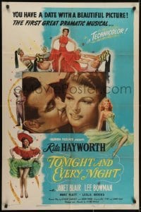 3y884 TONIGHT & EVERY NIGHT style B 1sh 1944 you have a date with sexy showgirl Rita Hayworth!