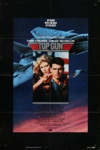 3y889 TOP GUN 1sh 1986 great image of Tom Cruise & Kelly McGillis, Navy fighter jets!