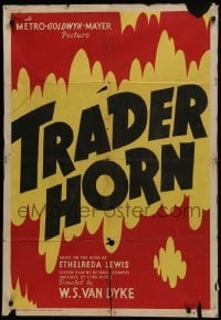 3y894 TRADER HORN 1sh R1955 W.S. Van Dyke, Edwina Booth, cool different title design art!
