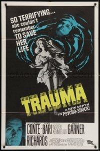 3y897 TRAUMA 1sh 1962 John Conte, Lorrie Richards, psycho-thriller nightmare!