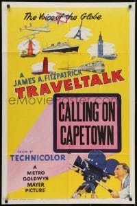 3y898 TRAVELTALK 1sh 1952 James A. Fitzpatrick, cool art of trains, airplanes & more!