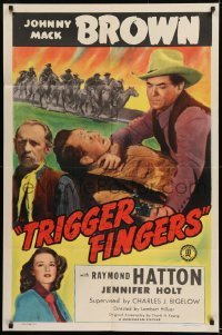 3y901 TRIGGER FINGERS 1sh 1946 cowboy Johnny Mack Brown, Raymond Hatton & Jennifer Holt!