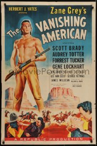 3y920 VANISHING AMERICAN 1sh 1955 Zane Grey, art of barechested Navajo Scott Brady!