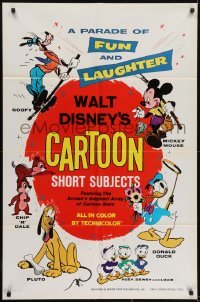 3y934 WALT DISNEY'S CARTOON SHORT SUBJECTS 1sh R1971 Goofy, Mickey, Donald Duck, Pluto, Chip & Dale!