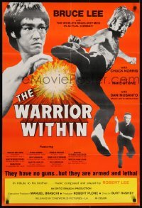 3y940 WARRIOR WITHIN 25x37 1sh 1976 awesome action images of Chuck Norris & Bruce Lee!
