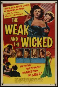 3y944 WEAK & THE WICKED 1sh 1954 bad girl Diana Dors, strips bare raw facts of women in prison