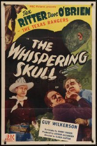 3y952 WHISPERING SKULL 1sh 1944 The Texas Rangers, Tex Ritter, Dave O'Brien, Guy Wilkerson!