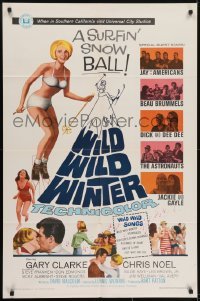 3y966 WILD WILD WINTER 1sh 1966 half-clad teen skier, Jay and The Americans & early rockers!