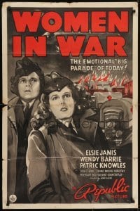 3y977 WOMEN IN WAR 1sh 1940 WWII, Wendy Barrie finds out Elsie Janis is her mother!